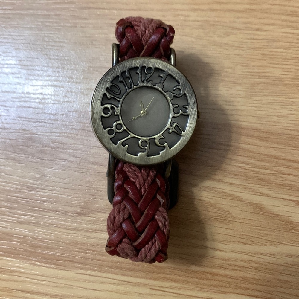 Rope and leather braided watch